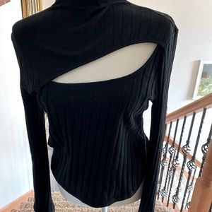 🖤Cut Out Stretchy Mock Neck🖤